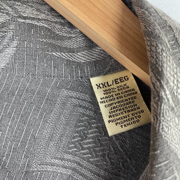 Jamaica Jaxx Hawaiian Brown Bamboo Pattern Men’s Shirt - Size XXL- 100% Silk - Picture 5 of 8